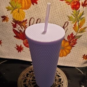 Textured Lavender Tumbler with Straw NWT